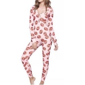 Pink Victoria's Secret Donuts Print Sweater And Pant Pijama 2 Piece Set Size M